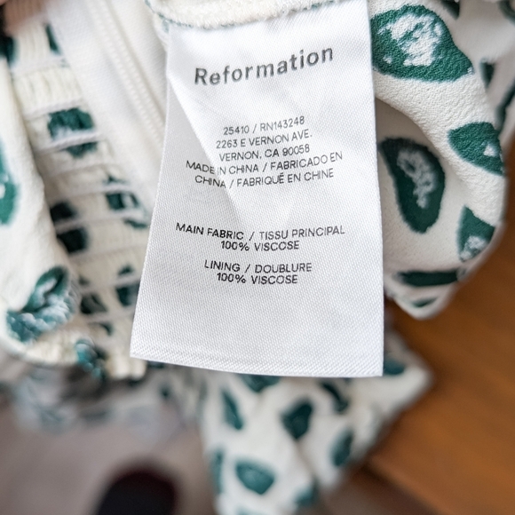 REFORMATION Delevan Top Tapioca Polka Dot Green White 0 - Picture 11 of 11